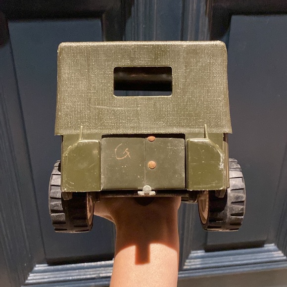 RARE Vintage TONKA  Army Military Green JEEP Truck Pressed Metal 1970's - Picture 6 of 16